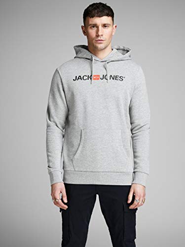 Jack & Jones Jjecorp Logo Sweat Hood Noos Capucha, Gris (Light Grey Melange Detail:Reg Fit - Melange), X-Large para Hombre