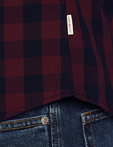 Jack & Jones Jjegingham Shirt L/s Camisa, Multicolor (Port Royale Checks: Mixed Navy), Medium para Hombre