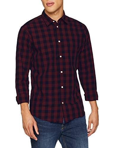 Jack & Jones Jjegingham Shirt L/s Camisa, Multicolor (Port Royale Checks: Mixed Navy), Medium para Hombre