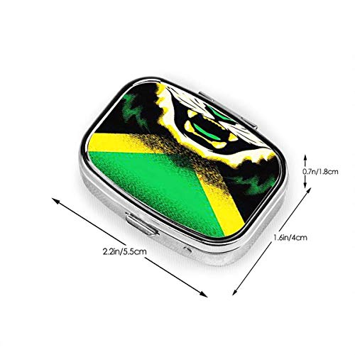 Jam-aican Bandera León Cara Cuadrada Pastillero Caja Portátil Bolsillo Tablet Medicina Titular Organizador de Viajes