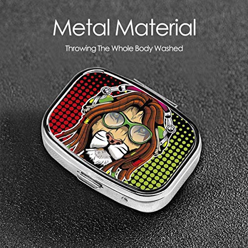 Jamaica Rastafari León Mister Tee Cuadrado Pastillero Caja Portátil Bolsa Bolsa Tablet Medicina Titular Organizador Viajes