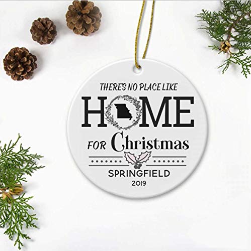 JamirtyRoy1 - Adorno navideño para árbol de Navidad 2019, no hay lugar como el hogar para Navidad Springfield Missouri MO State, círculo de adorno de ideas de regalo feliz de 7,6 cm