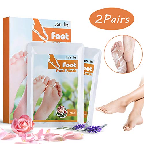 Janolia 2pcs Mascarilla de Pies, Exfoliante Pies, Foot Mask Eliminar Córnea y Piel Muerta, Hidrata y Mantiene Humedad, Lavanda y Rosa, para Mujeres y Hombres, Embalaje al Azar