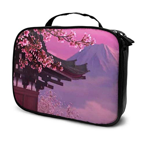 Japón Rosa Cherry Blossom Mount Fuji Travel Travel Bolsa de Maquillaje Bolsa de Belleza Hombres Mujeres Bolsa de Aseo Bolsa multifunción Impresa para Mujeres