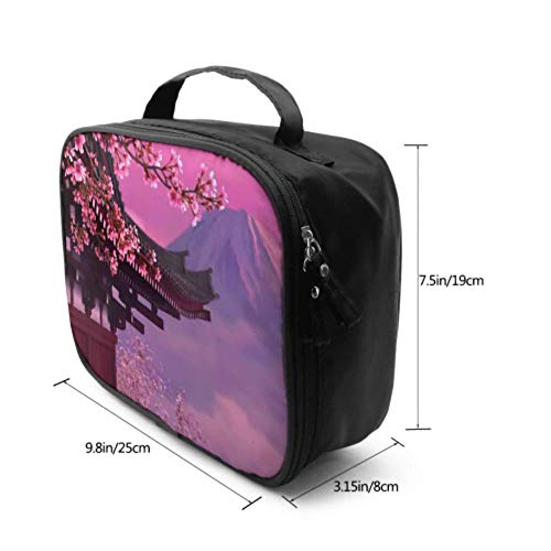 Japón Rosa Cherry Blossom Mount Fuji Travel Travel Bolsa de Maquillaje Bolsa de Belleza Hombres Mujeres Bolsa de Aseo Bolsa multifunción Impresa para Mujeres