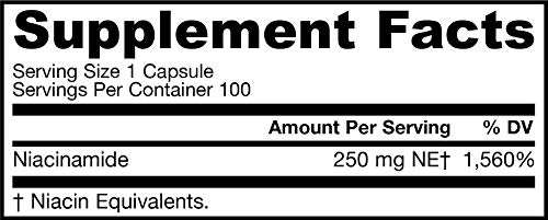 Jarrow Formulas Niacinamide, 250mg (Flush Free) - 100 caps 100 Unidades 80 g