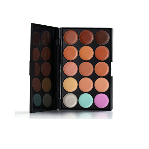 JasCherry 11 Pcs brochas de maquillaje + 15 Colores Corrector Camuflaje Paleta de Maquillaje Cosmética Crema - Perfecto para Sso Profesional y Diario