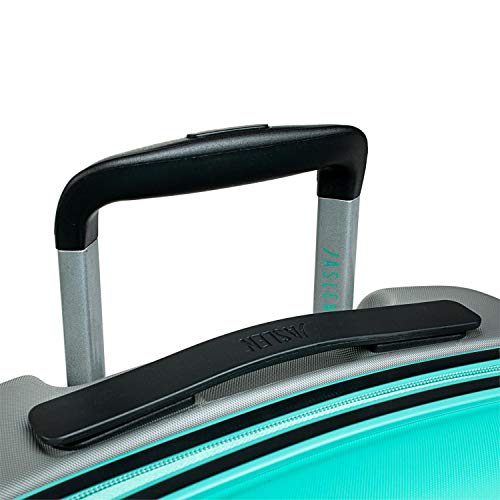 JASLEN - Juego de Maletas de Viaje Rígidas 4 Ruedas Trolley ABS. Duras Cómodas y Ligeras. Candado TSA. 3 Tamaños: Pequeña Mediana y Grande Diseño. 56500, Color Aguamarina-Plata