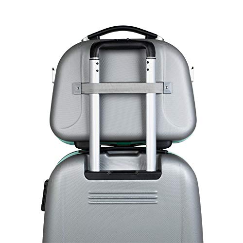 JASLEN - Neceser Grande de Viaje Rígido ABS, Maleta de Aseo. Cinta para Trolley. Múltiples Compartimentos. Espejo. Resistente Ligero Duradero. Marca y Calidad. 56525, Color Aguamarina-Plata