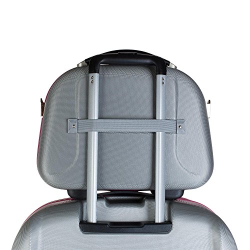 JASLEN - Neceser Grande de Viaje Rígido ABS, Maleta de Aseo. Cinta para Trolley. Múltiples Compartimentos. Espejo. Resistente Ligero Duradero. Marca y Calidad. 56525, Color Fucsia-Plata