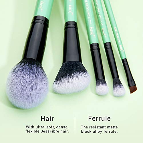 Jessup Pinceles de maquillaje Set de brochas para el rostro con base en polvo Kits cosméticos de cabello sintético 10 piezas (T278)