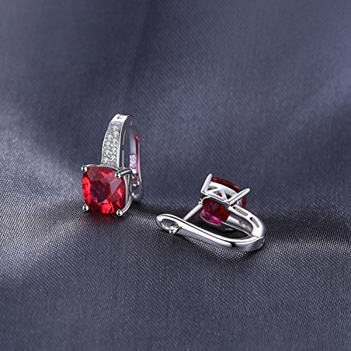 JewelryPalace Pendientes de Aro Con Rubí Cuadrado Rojo en Plata de ley 925
