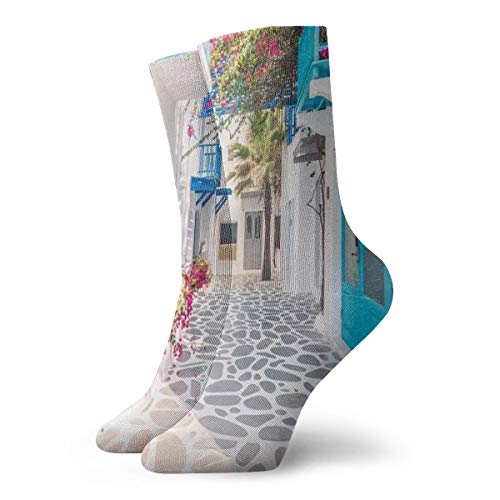 Jhonangel Santorini Grecia Parques Isla griega Calcetines mediterráneos Hombres Mujeres Deportes Calcetines deportivos Calcetines cómodos casuales 30 cm / 11.8 pulgadas
