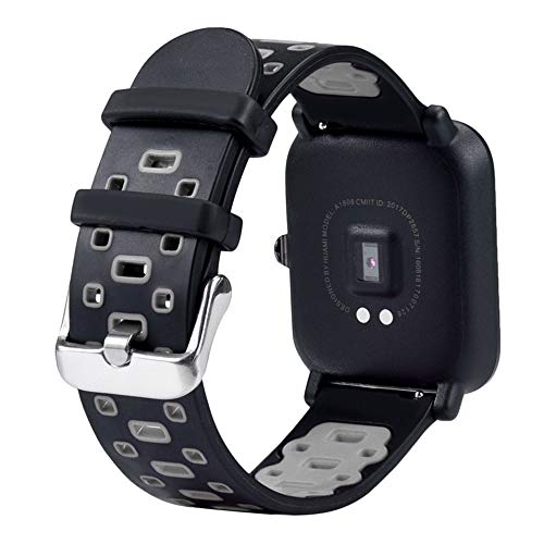 JiaMeng iaMeng Silicona Banda de Reemplazo Reloj Correa de muñeca de Repuesto Silicagel Correa de Banda Suave Compatible con Garmin Forerunner 35 (Negro + Gris, tamaño Libre)
