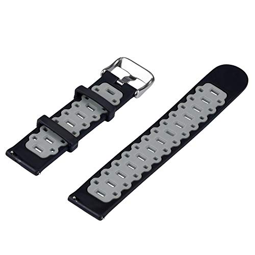 JiaMeng iaMeng Silicona Banda de Reemplazo Reloj Correa de muñeca de Repuesto Silicagel Correa de Banda Suave Compatible con Garmin Forerunner 35 (Negro + Gris, tamaño Libre)