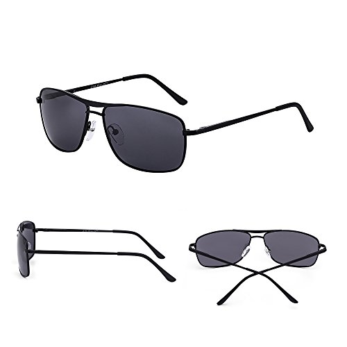 JIM HALO Gafas de Sol Polarizadas Rectangulares Conducir Marco Con Bisagras de Resorte Peso Ligero Hombre Mujer Gris