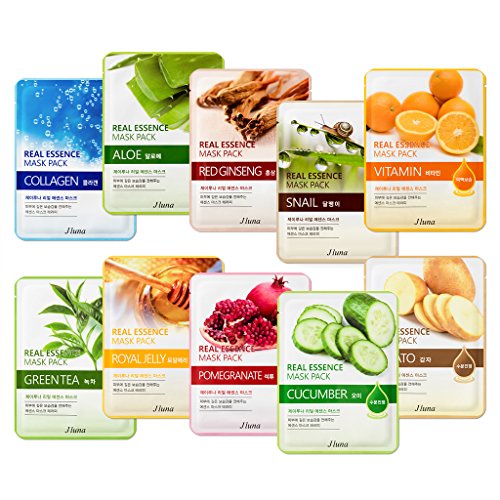 Jluna korea real essence facial sheet masks 10 pack - 10 different types of mask