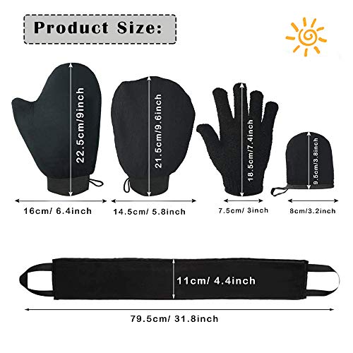 Johiux 5 piezas Autobronceador Guante,st tropez autobronceador, Guante Autobronceador Kit de aplicador de bronceado Guantes exfoliantes Bronceador aplicadores de espalda Mitones de bronceado facial