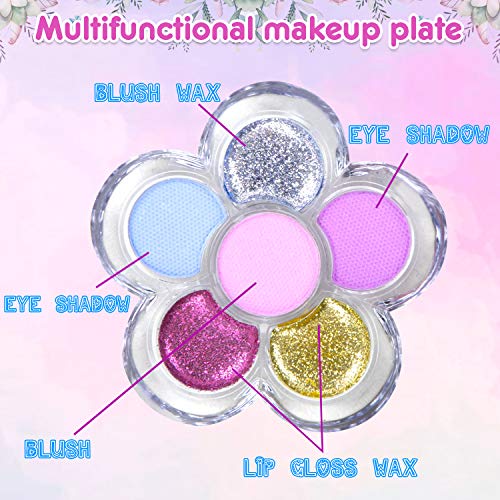 Jojoin Maquillaje Niñas Set, Maquillaje Infantil, Juguete de Maquillaje con Pinzas para El Cabello, Regalo de Princesas para Niñas Juguete para Los Niños en Fiesta