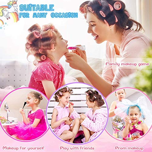 Jojoin Maquillaje Niñas Set, Maquillaje Infantil, Juguete de Maquillaje con Pinzas para El Cabello, Regalo de Princesas para Niñas Juguete para Los Niños en Fiesta