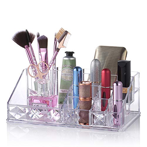 Jolintek Organizador de Maquillaje, Caja Maquillaje Organizador Acrílico Organizador Maquillaje Organizador Escritorio Maquillaje Cosméticos Estante de Maquillajes Joyería Organizador (Transparente)