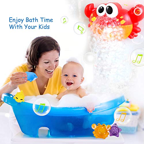 Joyjoz Juguetes De Baño Cangrejo Bubble Toys Bath Squirters Toys Stacking Cups Bubble Machine con música para niños pequeños