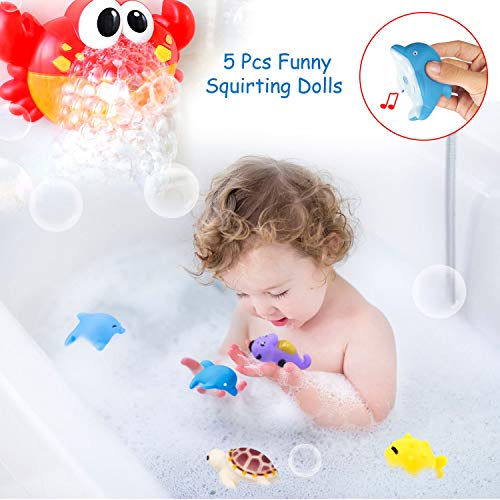 Joyjoz Juguetes De Baño Cangrejo Bubble Toys Bath Squirters Toys Stacking Cups Bubble Machine con música para niños pequeños