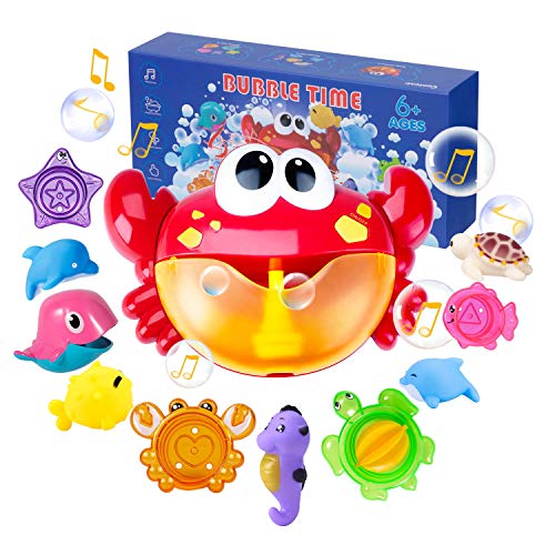 Joyjoz Juguetes De Baño Cangrejo Bubble Toys Bath Squirters Toys Stacking Cups Bubble Machine con música para niños pequeños