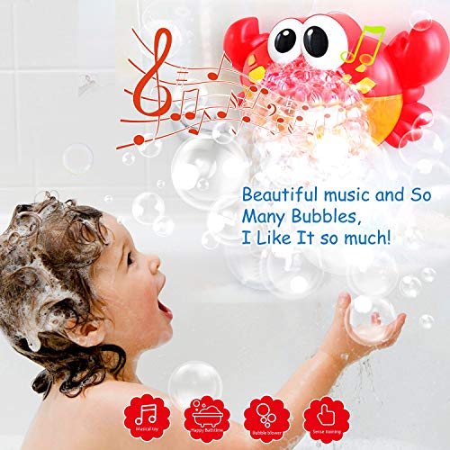 Joyjoz Juguetes De Baño Cangrejo Bubble Toys Bath Squirters Toys Stacking Cups Bubble Machine con música para niños pequeños