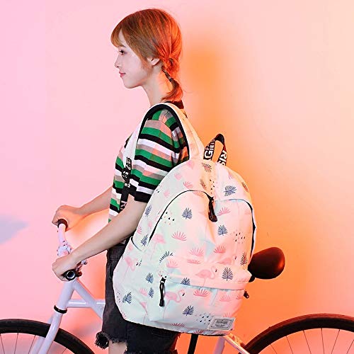 Joymoze Moderna Mochila de Ocio para Niñas Mochila Escolar para Adolescentes Mochila Bolso Estampado para Mujer Flamingos