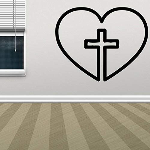 jtxqe Christian Suministra Vidrio De Pared De Ventana Cruzada En Forma De Corazón Pegatinas Pared Frases Vinilos Autoadhesivos Decoración del Hogar para Salón Y Dormitorio. 42x33cm