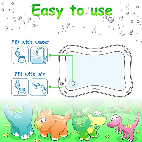 Juego Agua Bebe Colchonetas Alfombra de Agua Inflable Dinosaurio Estera de Juego, Adecuado para niños Cojin bebes pequeños(39.4 * 31.5in)