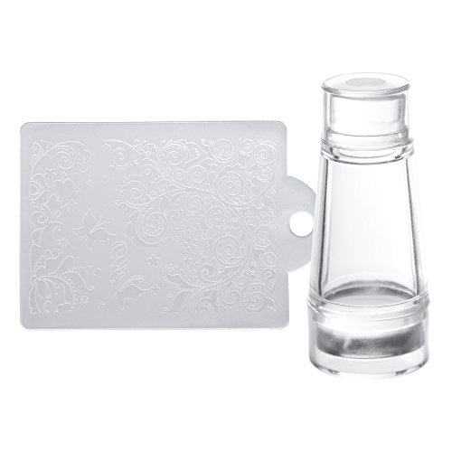 Juego de 2 – Clear Jelly Stamper – Grande y Pequeño – Doble cara – con rasqueta y tapas para en Juego