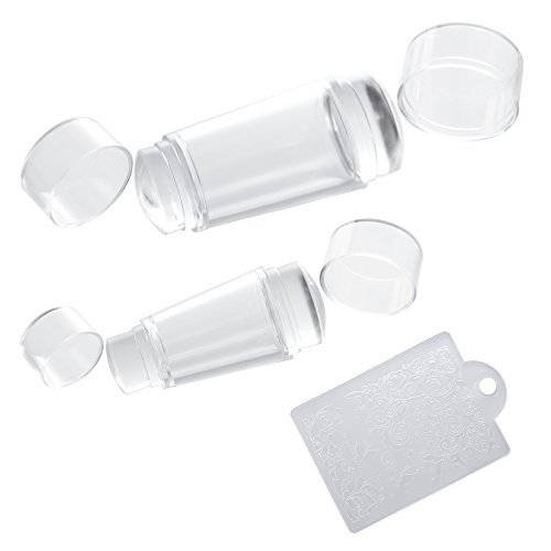 Juego de 2 – Clear Jelly Stamper – Grande y Pequeño – Doble cara – con rasqueta y tapas para en Juego