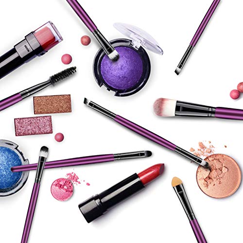 Juego de 20 brochas de maquillaje, base en polvo, sombra de ojos, delineador de ojos, brochas cosméticas para labios, kit de aseo (morado y negro) ideal para uso profesional y diario