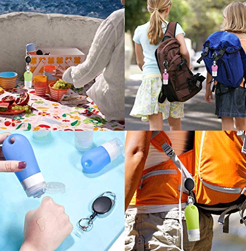 Juego de 3 botellas de viaje de 38 ml, de silicona, para cosméticos, rellenables, accesorios de viaje, contenedores comprimibles para champú cosméticos, loción, acondicionador de gel de ducha, etc.