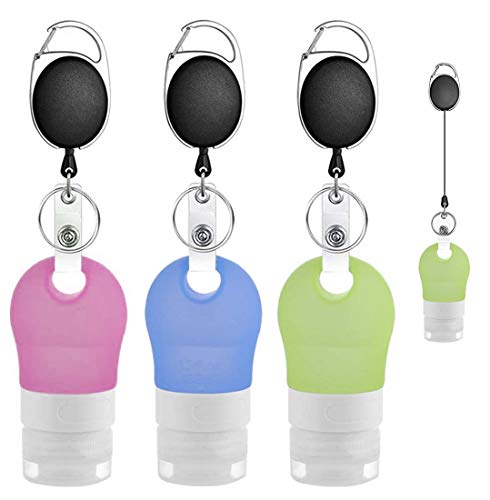 Juego de 3 botellas de viaje de 38 ml, de silicona, para cosméticos, rellenables, accesorios de viaje, contenedores comprimibles para champú cosméticos, loción, acondicionador de gel de ducha, etc.