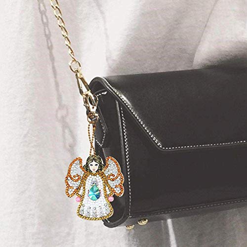 Juego de 5 llaveros de pintura de diamante 5D para pintura por números, forma especial, colgante de pintura de diamantes, para arte artesanía, ángel religioso religioso