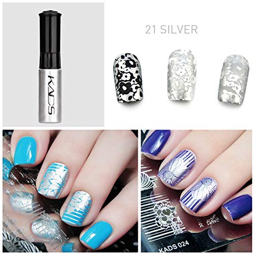 Juego de esmaltes de uñas de 4 colores Stamping polaco colorido metálico brillante Resplandecer pigmento para uñas uso dual pintura de detalle Diseño de uñas Herramienta de impresión de manicura