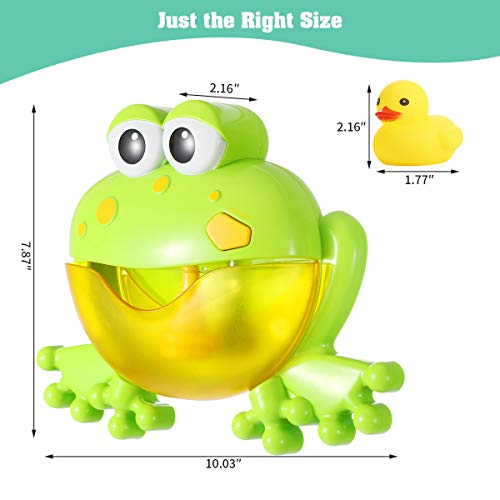 Juguete de Baño para Bebé, Máquina de Burbujas para Bañera, Rana de Juguete con 12 Melodías Musicales para Niños de 1 a 5 Años (Patito de Goma de Regalo Incluido)