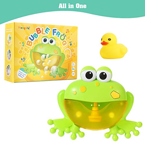 Juguete de Baño para Bebé, Máquina de Burbujas para Bañera, Rana de Juguete con 12 Melodías Musicales para Niños de 1 a 5 Años (Patito de Goma de Regalo Incluido)