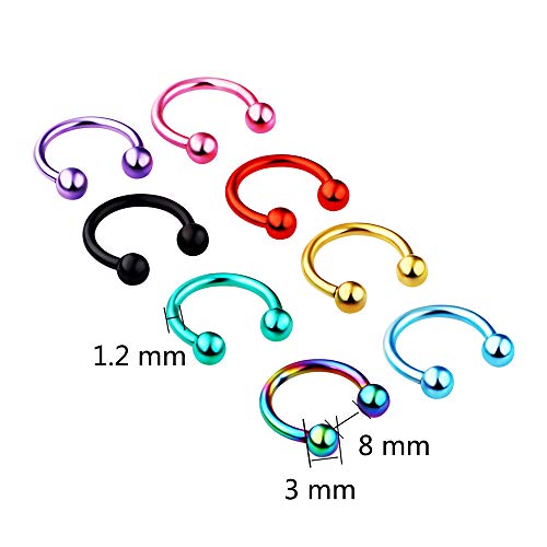 Juland 16 PCS Kit de Piercing Piercing del Cuerpo de la Barra C Acero Inoxidable quirurgico Ombligo, Lengua, ceja, pezón, Labio, Nariz Tapers Juego de medidores de Tapones