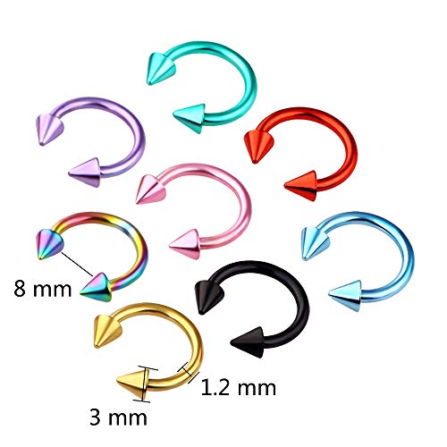 Juland 16 PCS Kit de Piercing Piercing del Cuerpo de la Barra C Acero Inoxidable quirurgico Ombligo, Lengua, ceja, pezón, Labio, Nariz Tapers Juego de medidores de Tapones