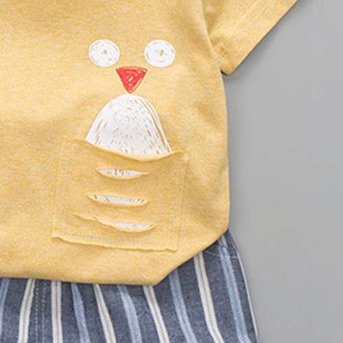 Julhold - Camiseta de manga corta con estampado de dibujos animados, de algodón y rayas de 0 a 3 años Amarillo amarillo 6-12 Meses
