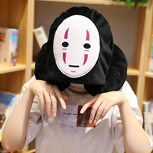 Junsansir Spirited Away Faceless Man No Face Peluches No Face Ghost Kaonashi Relleno en Forma de U Almohada Regalo Creativo para niñas Niños,Juguete Rojo
