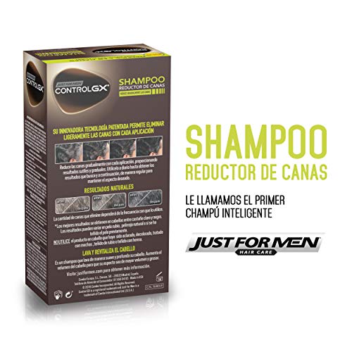 Just For Men Control GX - Champú Reductor de Canas, Tinte para las canas del pelo para hombres, Negro - 147 ml