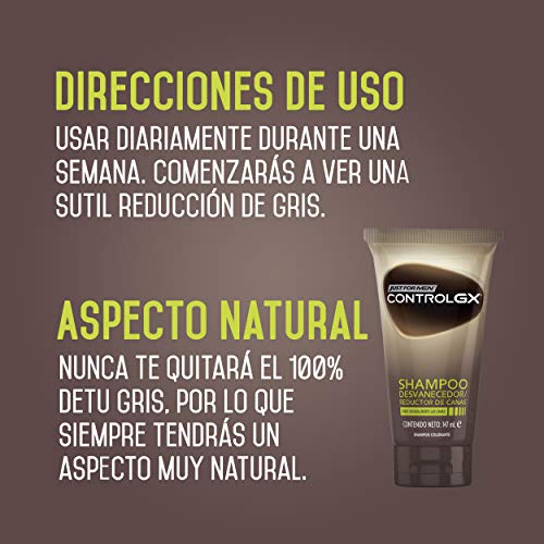 Just For Men Control GX - Champú Reductor de Canas, Tinte para las canas del pelo para hombres, Negro - 147 ml