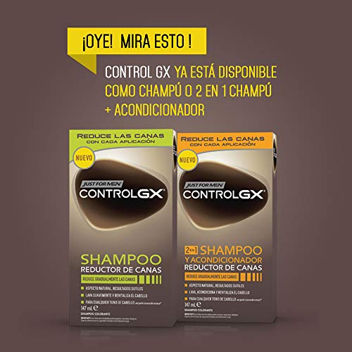 Just For Men Control GX - Champú Reductor de Canas, Tinte para las canas del pelo para hombres, Negro - 147 ml