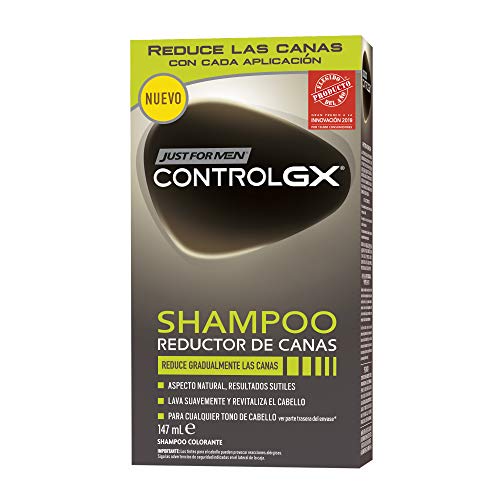 Just For Men Control GX - Champú Reductor de Canas, Tinte para las canas del pelo para hombres, Negro - 147 ml