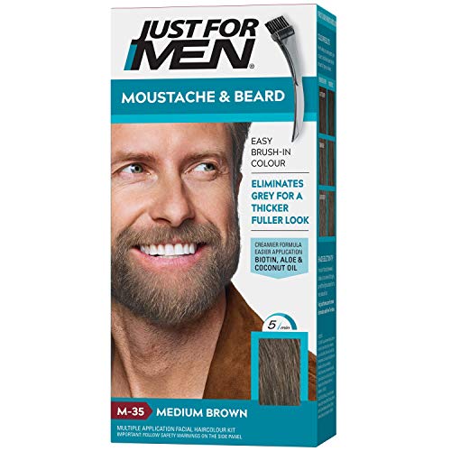Just For Men - Tinte de barba y bigote para hombre, color marrón medio (M35), 1/ paquete
